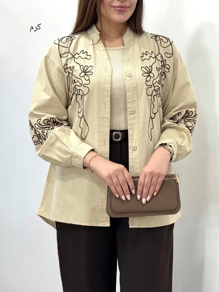 تونیک مانتویی لینن گلدوزی افرا